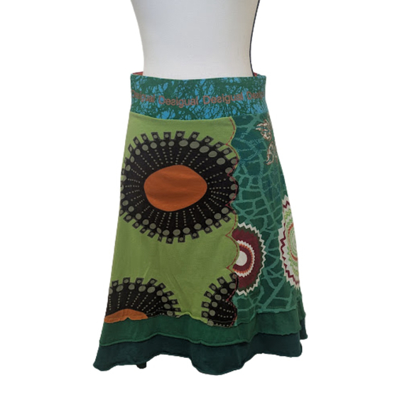 Desigual Dresses & Skirts - Desigual Boho Art Print Skirt XS Colorful Cotton A-Line Statement Cottagecore